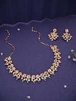 Rose Gold-Plated Stone-Studded Necklace Set