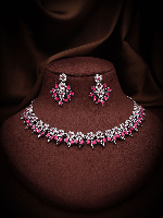 Silver-Plated Premium White & Pink AD Studded Party Wear