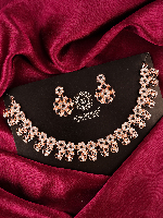 Rose Gold Necklace Set With Studded Black Stones