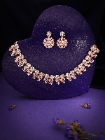 Modern Muse: Rose Gold Necklace Set with Dazzling AD Brilliance