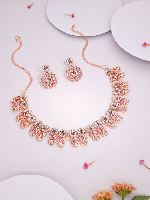 Rose Gold Radiance: CZ-Studded Necklace Set