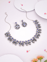 Shimmering Elegance: Rhodium Plated Necklace Set with Crystal Brilliance