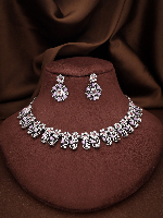 Enduring Elegance: Rhodium-Plated Necklace Set with Cubic Zirconia Brilliance