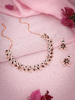 Opulent Rosegold American Diamond Studded Necklace set