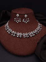 Stunning Silver Plated AD Studded Stone Jewellery Set