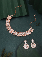 Sparkling Allure Rose Gold Necklace Set with White Diamonds