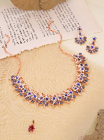 Sparkle Rose Gold Plated Necklace Set with White Diamonds