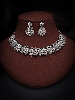 Chic Oxidized Silver AD Necklace Set