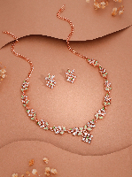 Rose Gold American Diamond Cocktail Necklace set