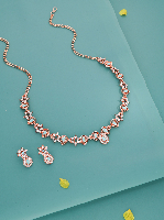 Elegant Rose Gold American Diamond Necklace Set