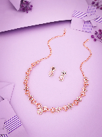 Chic Rose Gold White & Purple Choker Necklace set