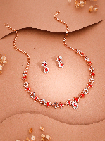 Luxurious Rose Gold White & Red Choker Set