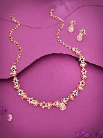 Baby Pink Sapphire American Diamond Necklace set