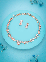 Rose Gold Polish American Diamond Necklace set