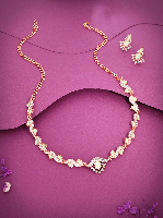 Rose Gold-Plated Multihued AD Embellished Flowerlet Necklace Set