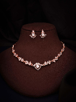 High-Quality Rosegold Polish AD Necklace set