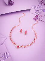 Blooming Beauty Rosegold Polish AD Necklace set