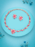 Rose Gold Glamour AD Necklace Set