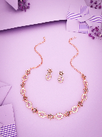 Opulent Gold-Plated AD & Grey Stone Necklace Set