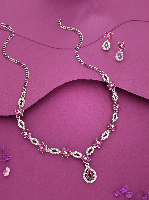 Silver Enchanting Harmony Pink AD Choker Set