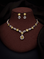 Enchanting Amethyst Sparkle Yellow Silver AD Necklace set