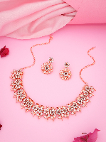 Rose Gold Plated Baby Pink Stone Studded AD Stones Set