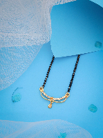 Timeless Elegance: Black Beaded Gold-Plated Mangalsutra