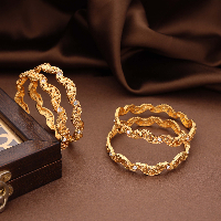 Gold Polish Bangles with Traditional Nakshi Art and Semi-Precious Stones