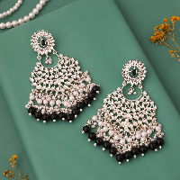 Exquisite Designer Silver Polish Kundan & Pearl Studded Dangle Earrings - Spark Up Your Look!