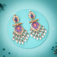 Kundan Stone & Mendi Gold Plated Pearl Dangle Earrings - A Cultural Treasure