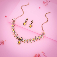 Blushing Elegance: Yellow AD Necklace Set