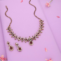 Maroon AD Studded Handcrafted Earring Necklace Set - Luxury Jewelry for Her