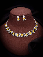 Silver Polish with AD Stone Studded Choker Neckalce set with Stunning Stud Earring