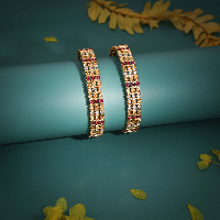 Stunning White AD and Gold Bangles for Effortless Everyday Elegance for Women