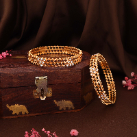 Woven in Tradition, Sparkling with Now: Handcrafted Morden Gold Bangles with White AD