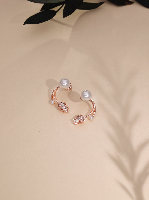 2 Year Warranty Delicate Stud Earrings in Sterling Rose Gold with White AD