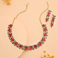 Gold-Plated Handcrafted AD Studded Choker Jewellery Set