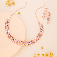 Rose Gold Tone with AD Studded Necklace set