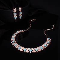 Rose Gold Necklace Set with Stunning Stone Accents for a Glamorous Look