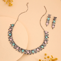 Elegant Silver Necklace Set with Sparkling White Stones – Perfect for Every Occasion