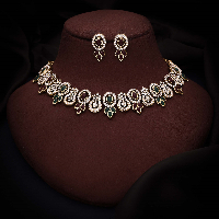 Luxurious Gold Plated Necklace Set with Sparkling AD Stones – Perfect Gift for Her