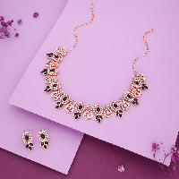 Luxurious Rose Gold Plated AD Stone Necklace Set with Sparkling Stones