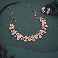 Radiant Rose Gold Plated AD Stone Necklace Set for a Luxe Look