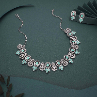 Elegant Silver-Plated Flower Design Necklace Set with Matching Earrings - Unique & Timeless