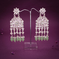 Gold Plated Pastel Earrings With Mint Green Enamel Dangle Earring