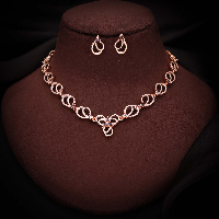 Party Wear Beautiful Rosegold-Plated Cubic AD Stone Studded Jewellery Set