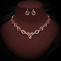 Rose Gold-Plated Ad Diamond-Studded Necklace Set