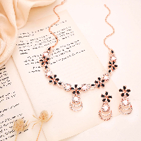 Classic Rose Gold AD Diamond Heritage Necklace Set