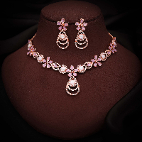 Rose Gold Radiance AD Diamond Party Necklace Set