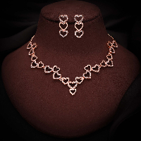 Elegant Rose Gold Plated Abstract Geometric Statement Necklace Set for Trendy Western Outfits